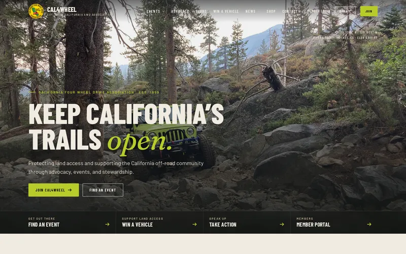 Cal4Wheel website homepage