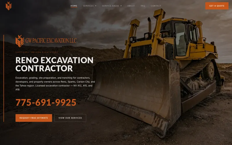 GW Pacific Excavation website homepage