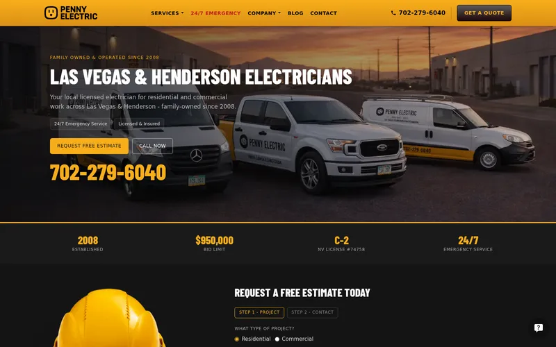 Penny Electric website homepage