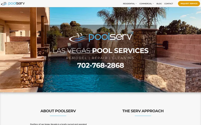 Pool Serv LV website homepage