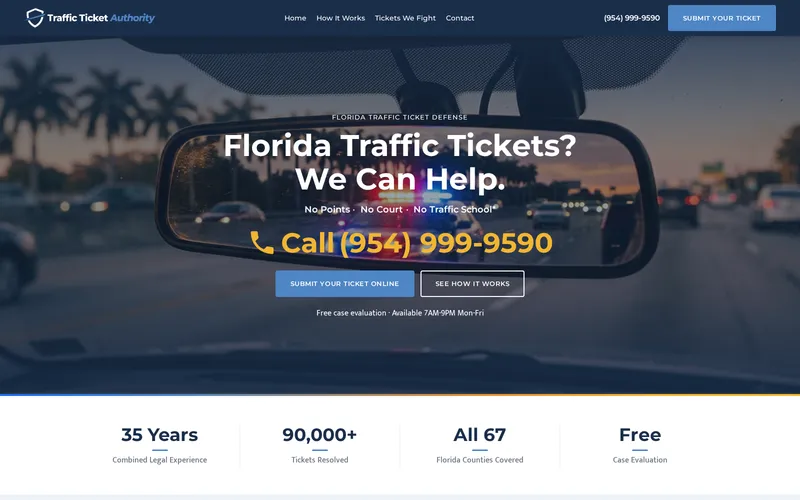 Traffic Ticket Authority website homepage